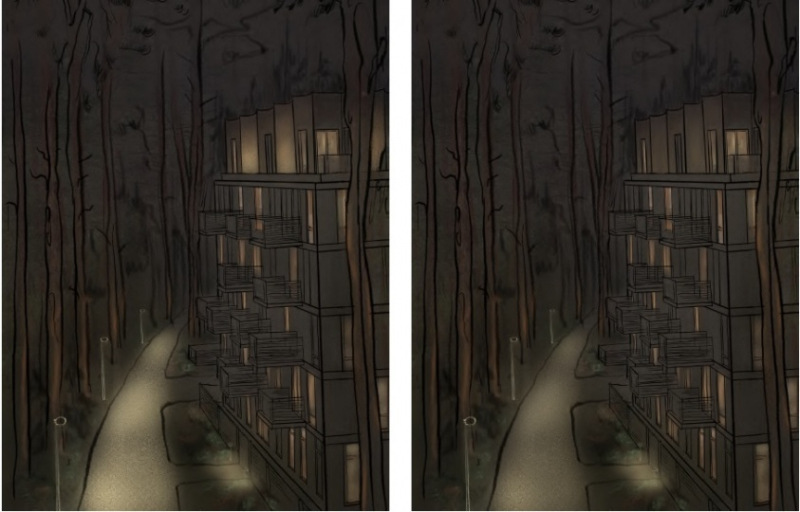 Освещение курорта «Рощино Residence» вдохновлено карело-финским эпосом